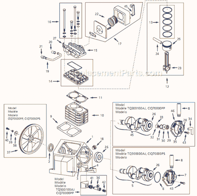 Page A Diagram and Parts List for CIQ70000PP 2003 Campbell Hausfeld Compressor